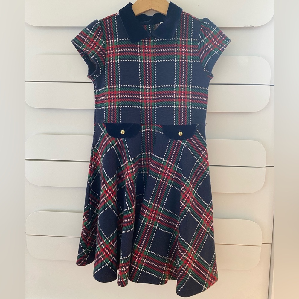Janie and Jack navy blue plaid dress.